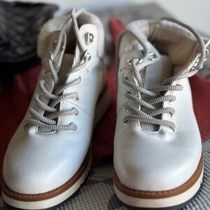 Elegant White Leather Ankle Booties